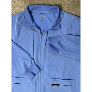 Jaanuu Womens Medium Ceri Essential Classic Scrub Jacket Blue Full Zip Pockets